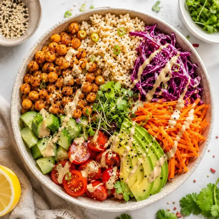 Tabakta nohutlu, sebzeli buddha bowl